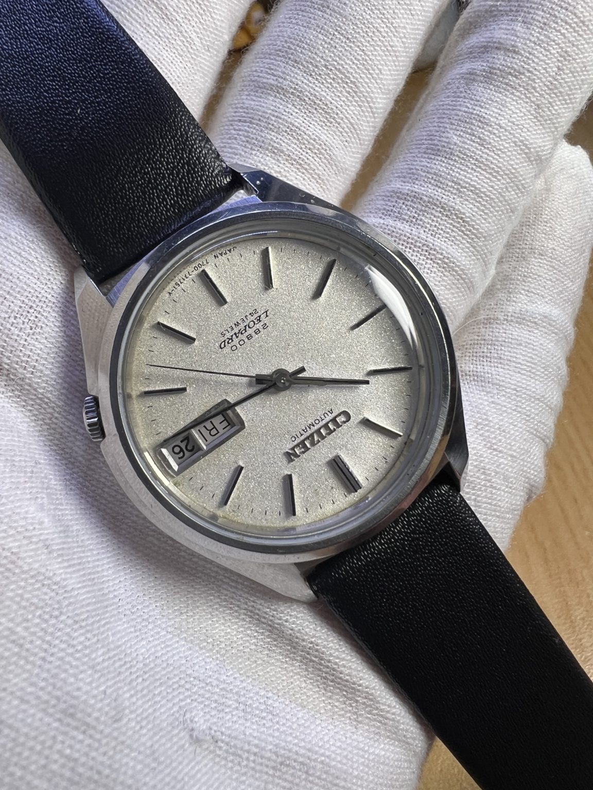 Citizen Leopard Day Date Automatic Watch 28800bph 7700-7714SI-Y 35MM 238-0590