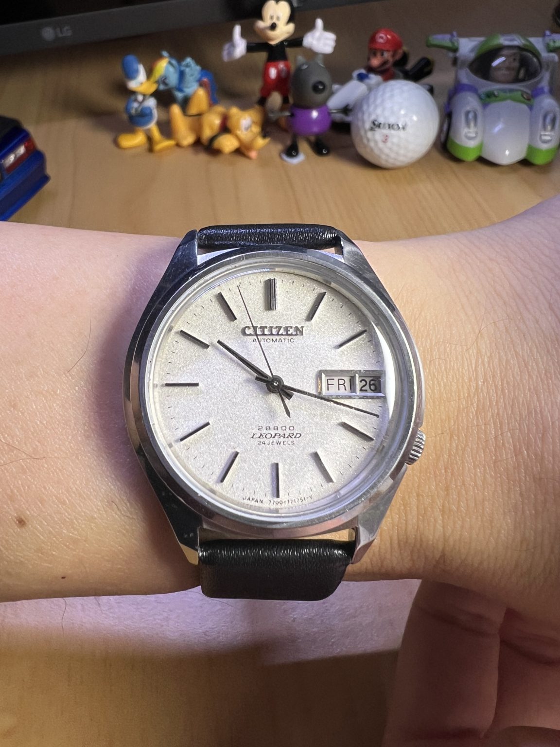Citizen Leopard Day Date Automatic Watch 28800bph 7700-7714SI-Y 35MM 238-0590