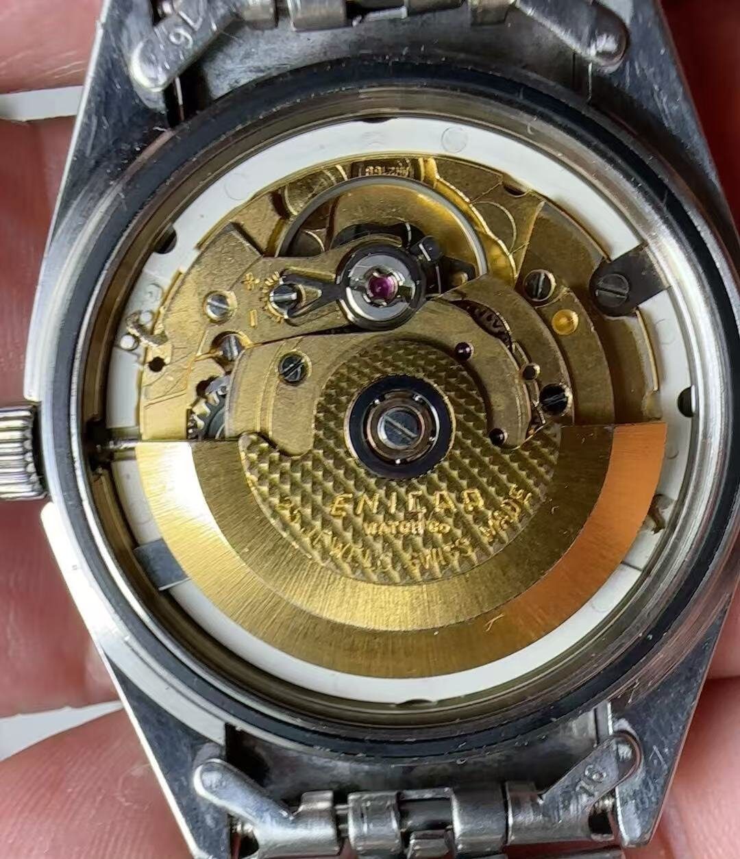 Swiss Made Enicar Day Date Automatic Watch 2169 25 Jewels 36MM 294-0420