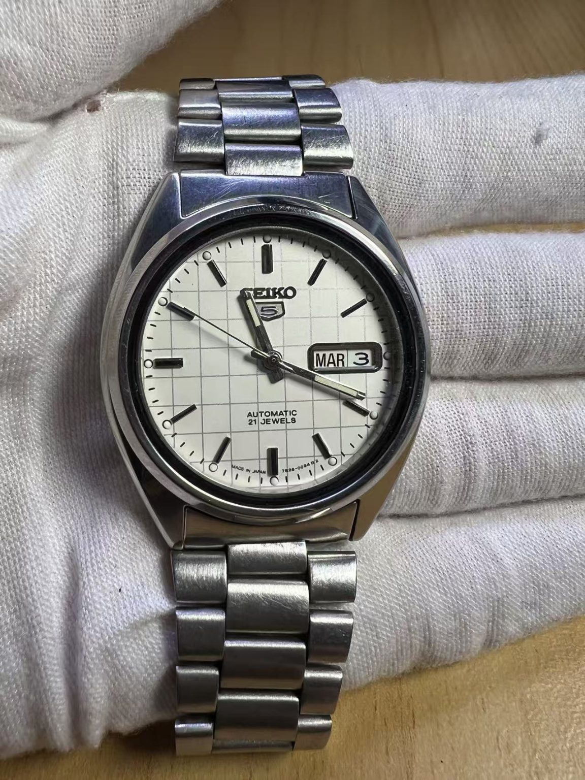 Seiko Number 5 Day Date Automatic Watch 7526-0094R2 21 Jewels 36MM 260-0230