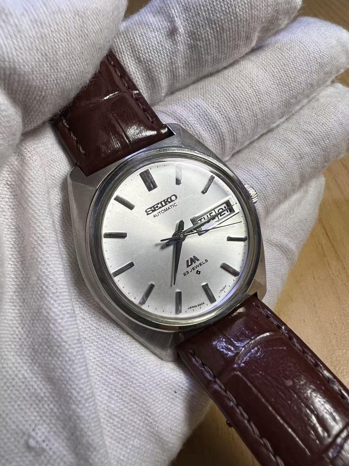 Seiko Lord Matic LM Day Date Automatic Watch 5606-7001T 23 Jewels 36MM 209-0520