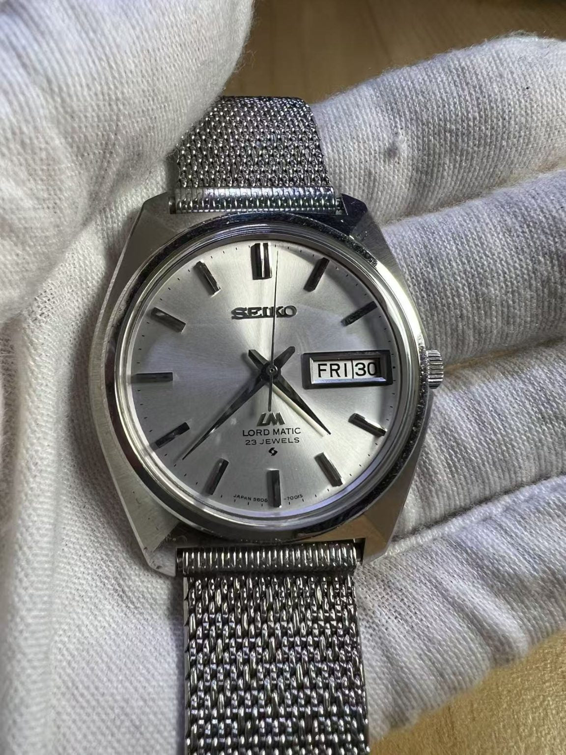 Seiko Lord Matic LM Day Date Automatic Watch 5606-7001S 23 Jewels 36MM 120-0510