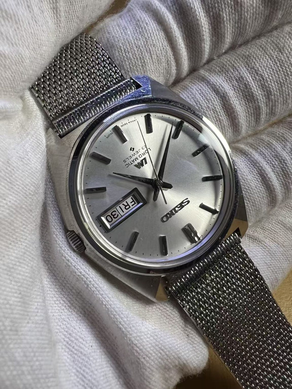 Seiko Lord Matic LM Day Date Automatic Watch 5606-7001S 23 Jewels 36MM 120-0510