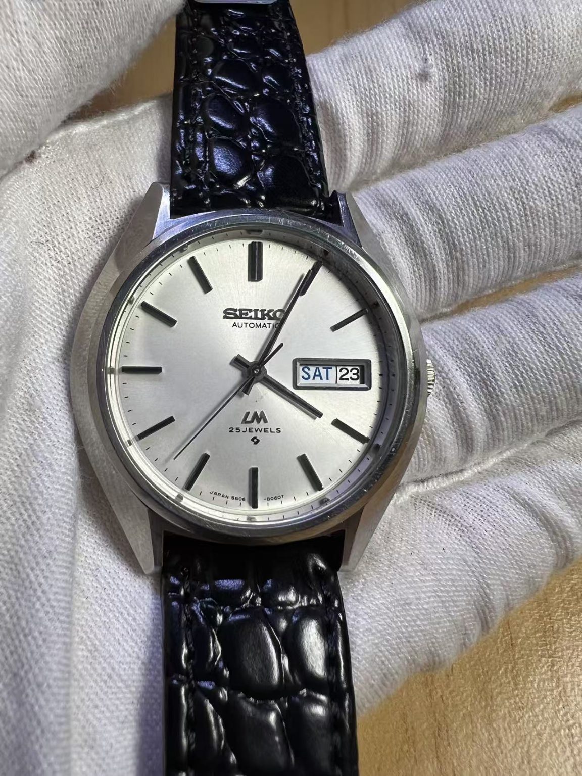 Seiko Lord Matic LM Day Date Automatic Watch 5606-8060T 25 Jewels 37MM 249-0520