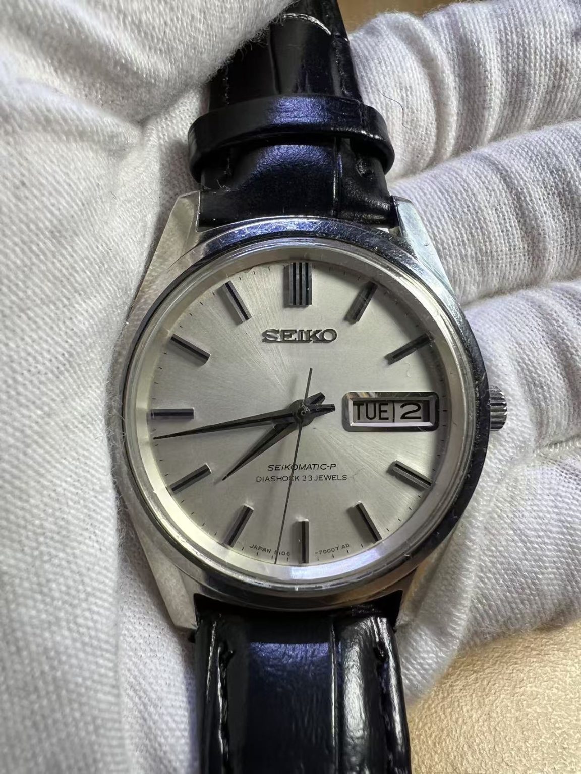 Seiko SEIKOMATIC-P Day Date Automatic Watch 5106-7000T 33 Jewels 36MM 291-0560