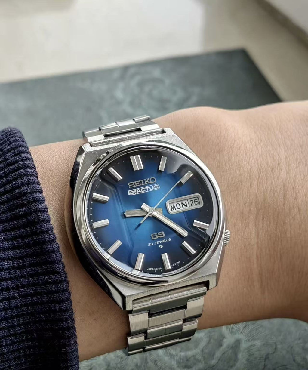 Seiko 5ACTUS SS Day Date Automatic Watch 6106 23 Jewels 38MM 324-0680