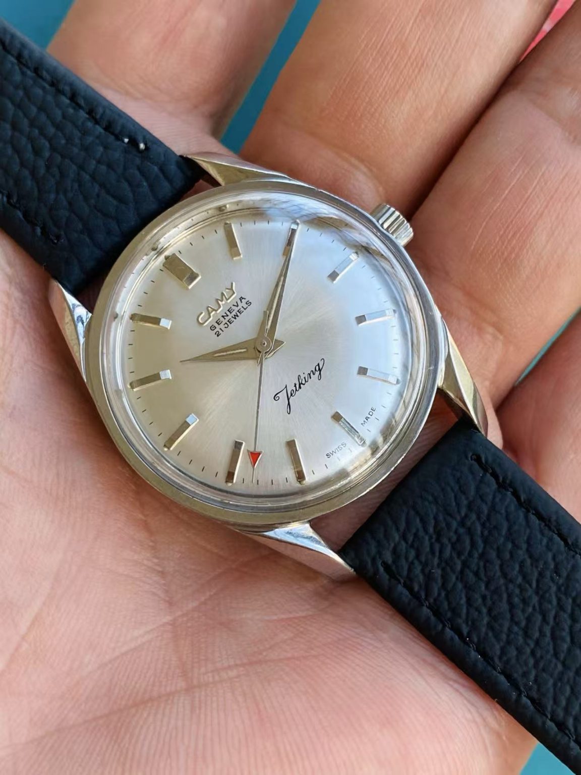 CAMY Vintage Jetking Manual Wind Mens' Watch ETA2750 21 Jewels 34MM 144-0238