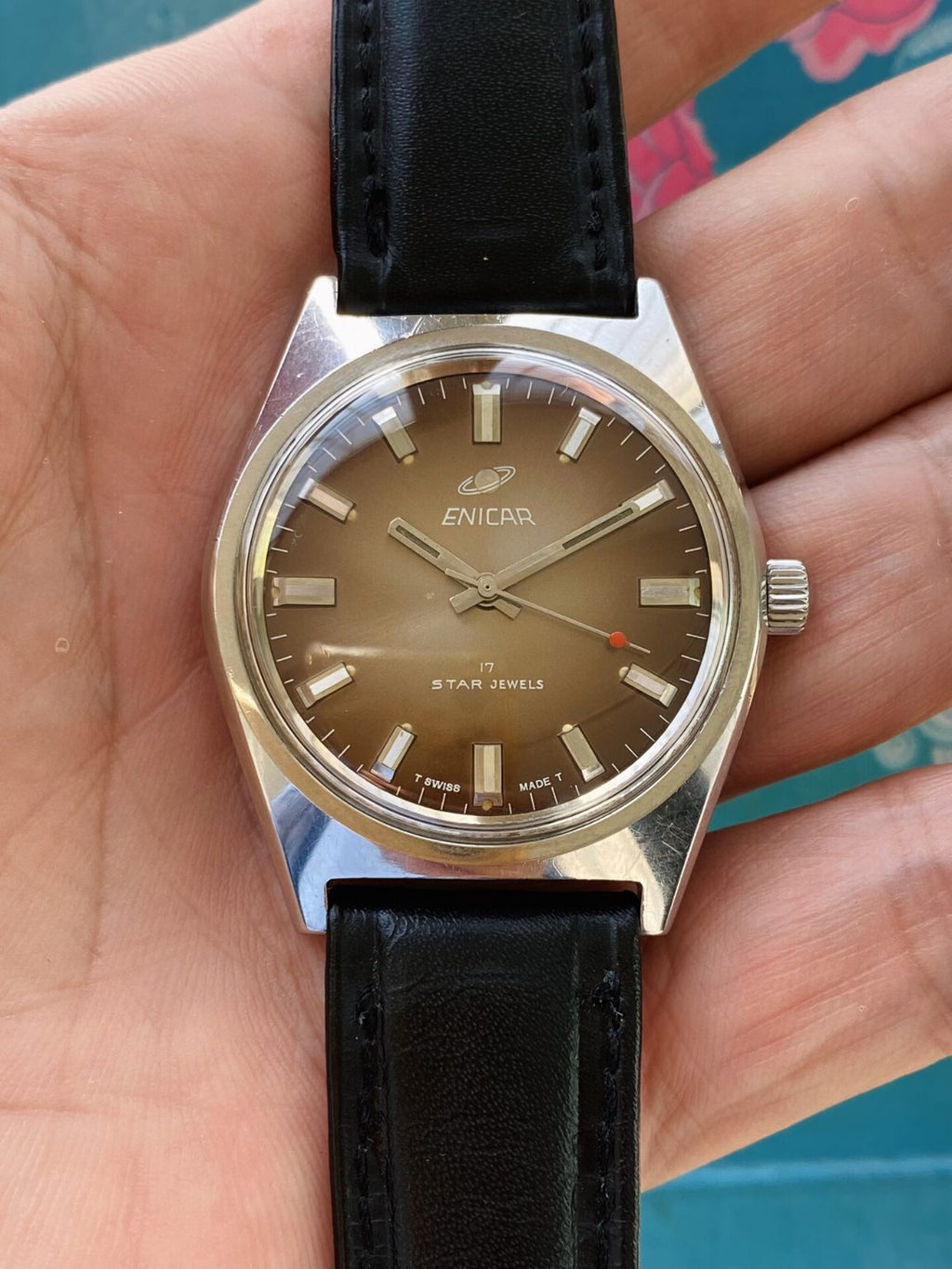 Rare Enicar Vintage Manual-Winding Watch 36.5mm 17 Jewels 378-220