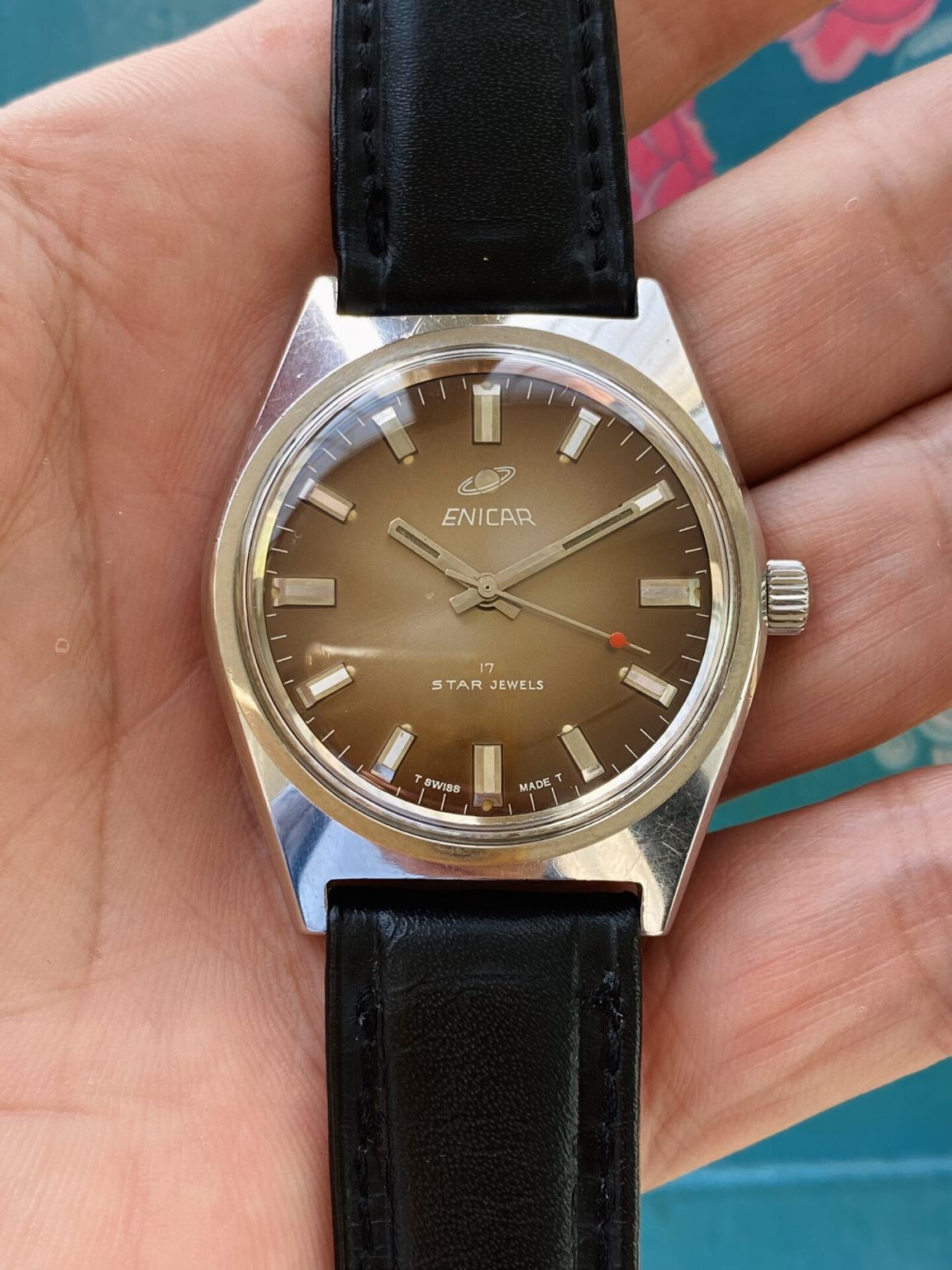 Rare Enicar Vintage Manual-Winding Watch 36.5mm 17 Jewels 378-220