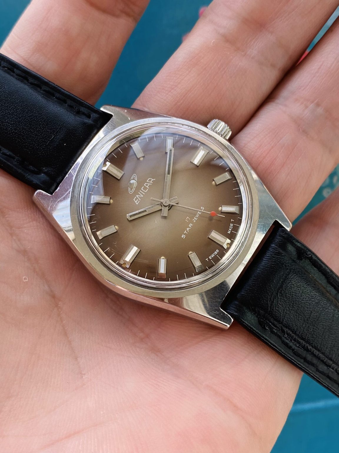 Rare Enicar Vintage Manual-Winding Watch 36.5mm 17 Jewels 378-220