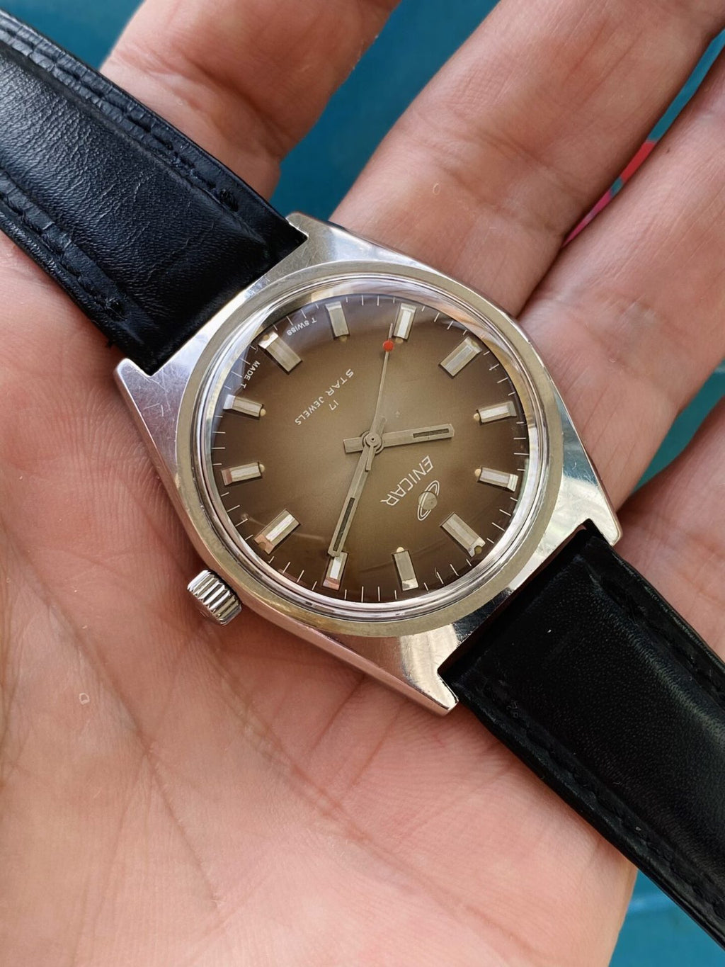 Rare Enicar Vintage Manual-Winding Watch 36.5mm 17 Jewels 378-220