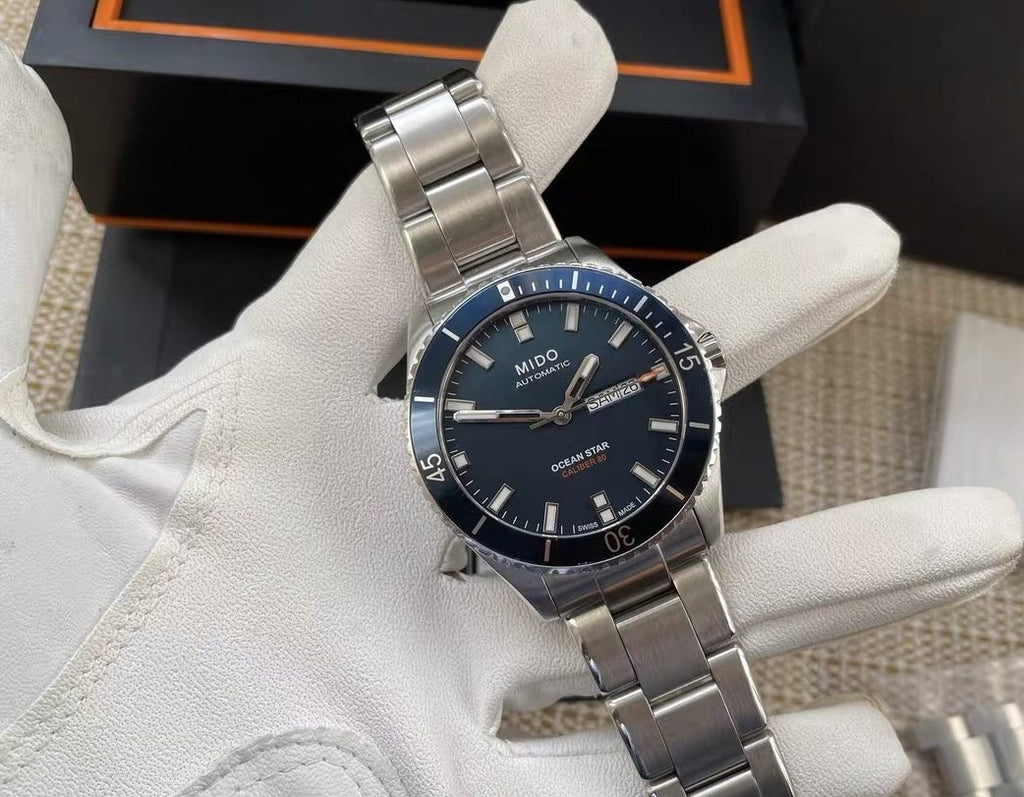 Mido Ocean Star Day Date Automatic Watch 42.5mm Full Set 396-1900
