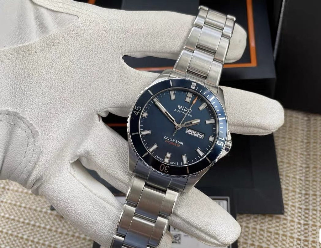 Mido Ocean Star Day Date Automatic Watch 42.5mm Full Set 396-1900