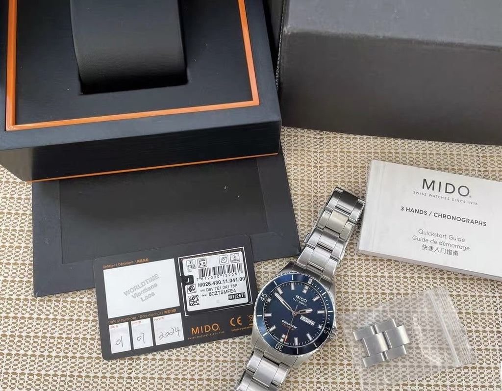 Mido Ocean Star Day Date Automatic Watch 42.5mm Full Set 396-1900