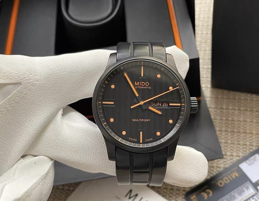 Swiss Made MIDO Multifort Men's Automatic Day Date Watch 42mm 344-1400 Full Set