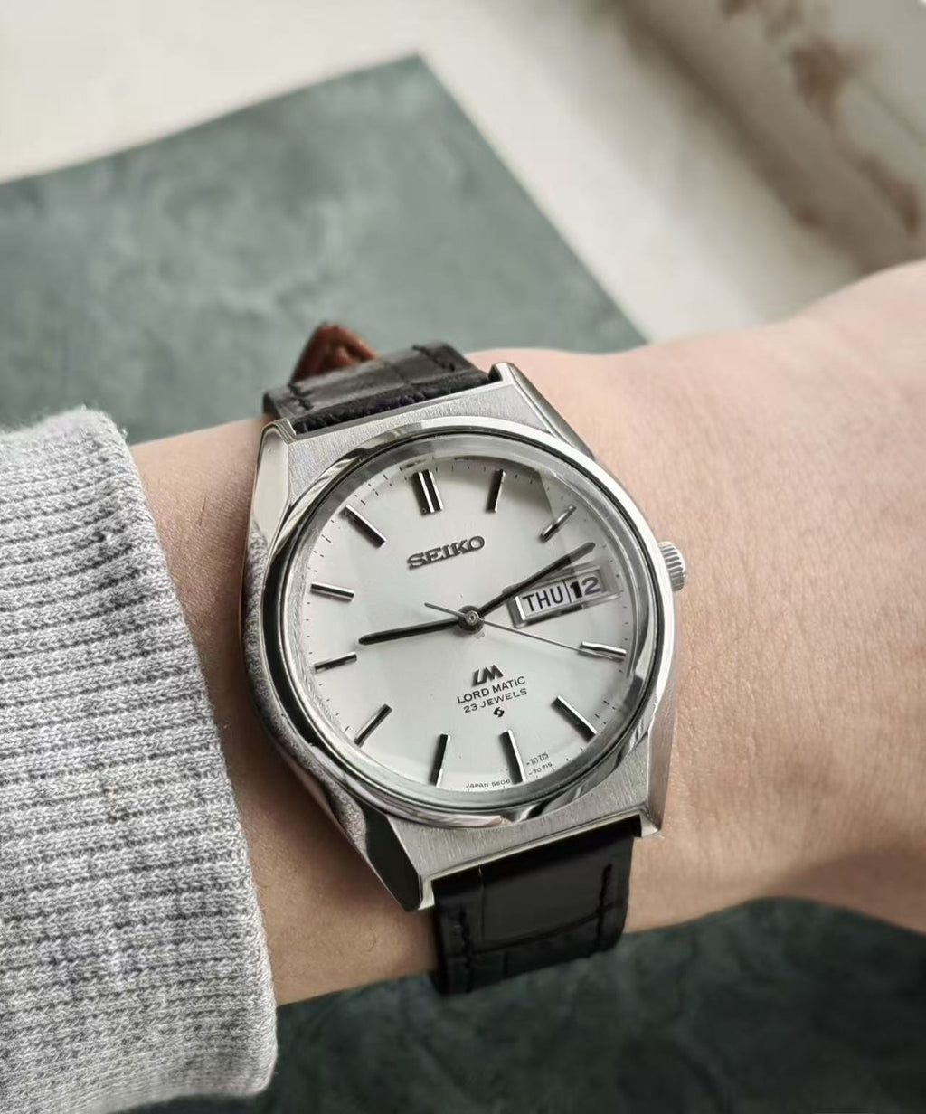 Seiko Lord Matic LM Day Date Automatic Watch 5606 23 Jewels 38MM 408-0600