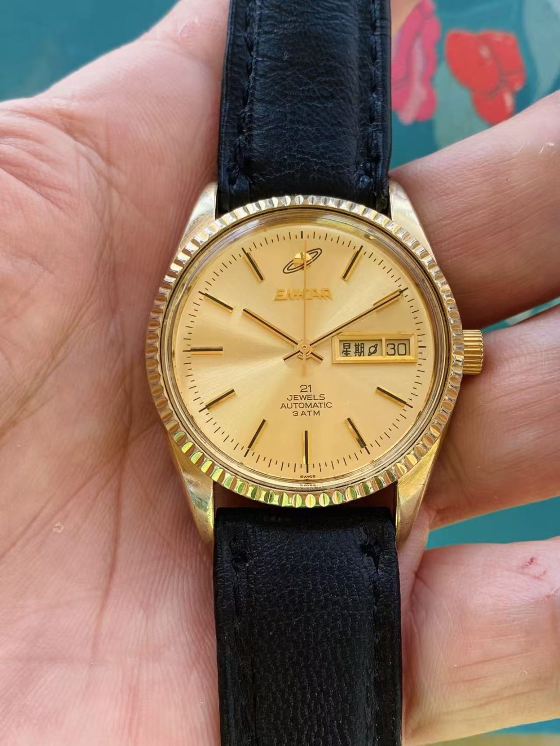 Swiss Made Enicar Day Date Automatic Watch ETA2846 35.4mm 21 Jewels 440-0340