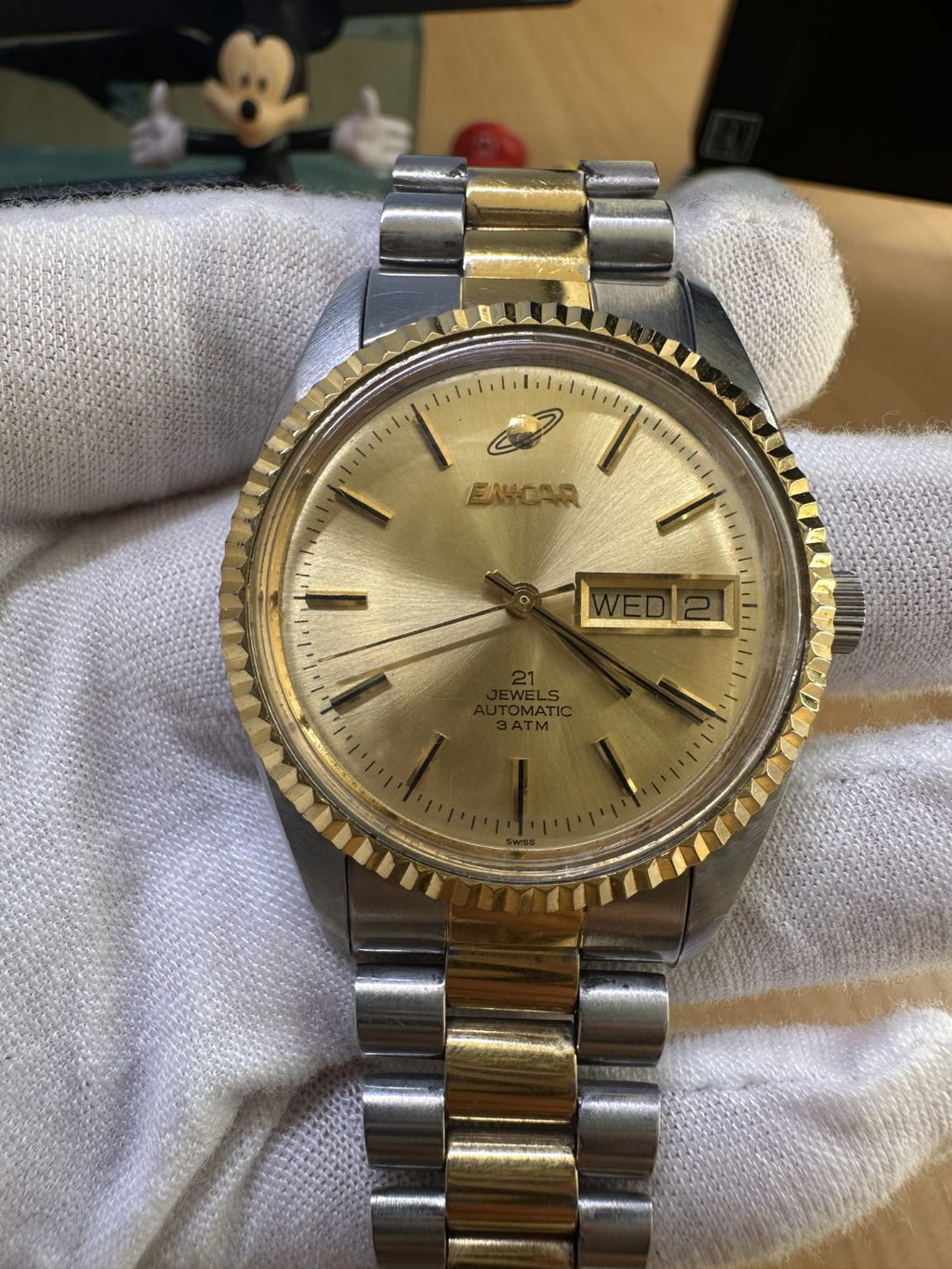 Swiss Made Enicar Day Date Automatic Watch ETA-2846 36mm 245-0500