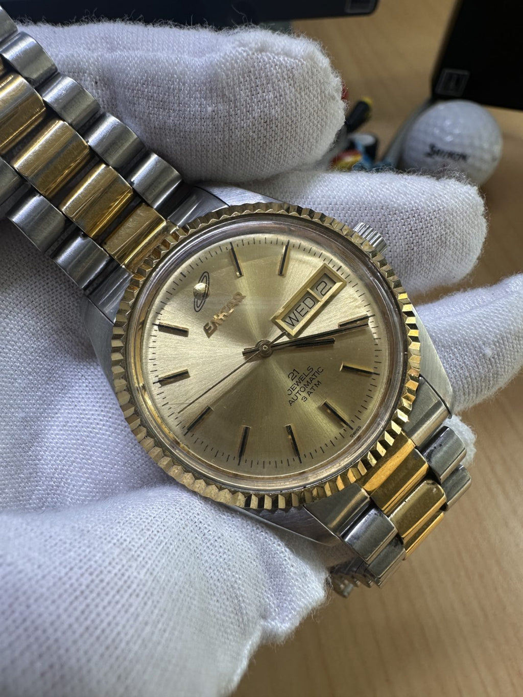 Swiss Made Enicar Day Date Automatic Watch ETA-2846 36mm 245-0500