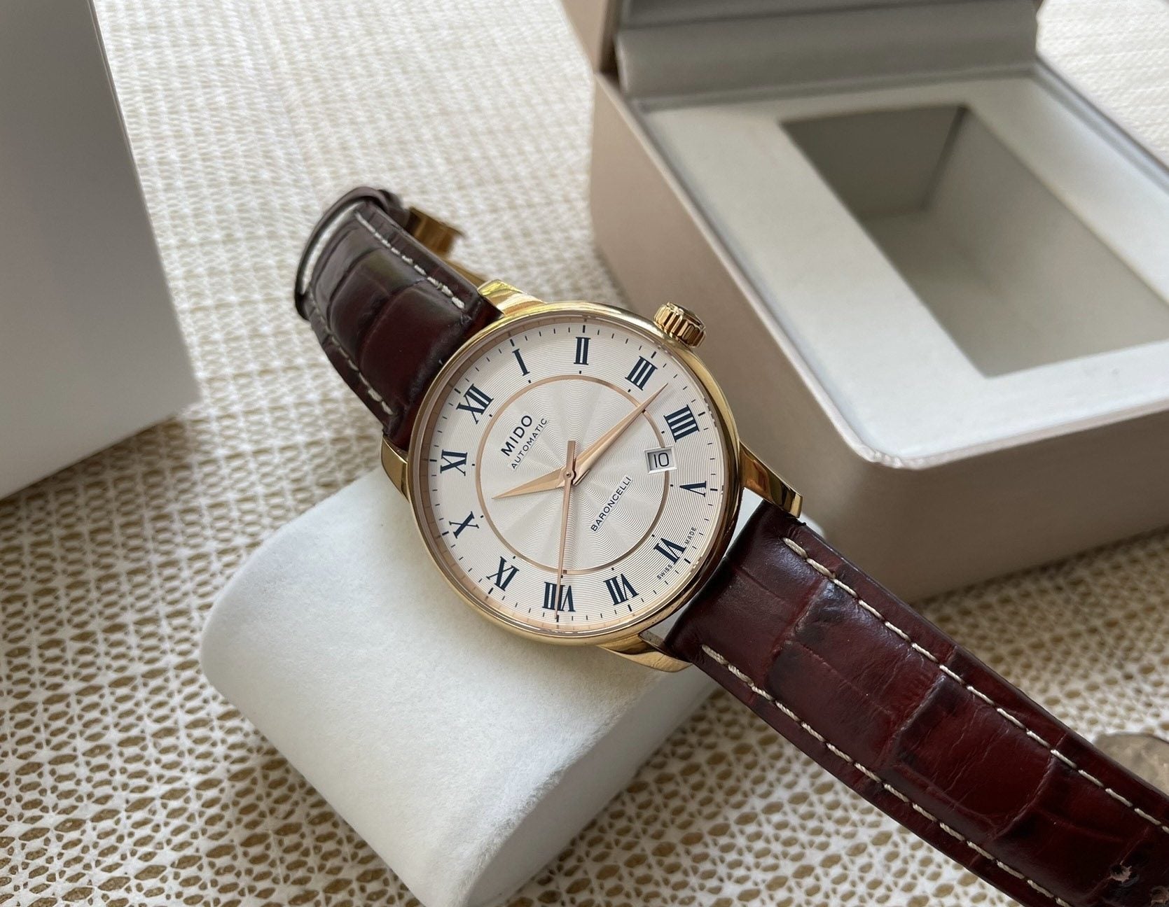 Swiss Made Mido Baroncelli Automatic Watch 25 Jewels M8600.2.21.8 38MM 427-1250