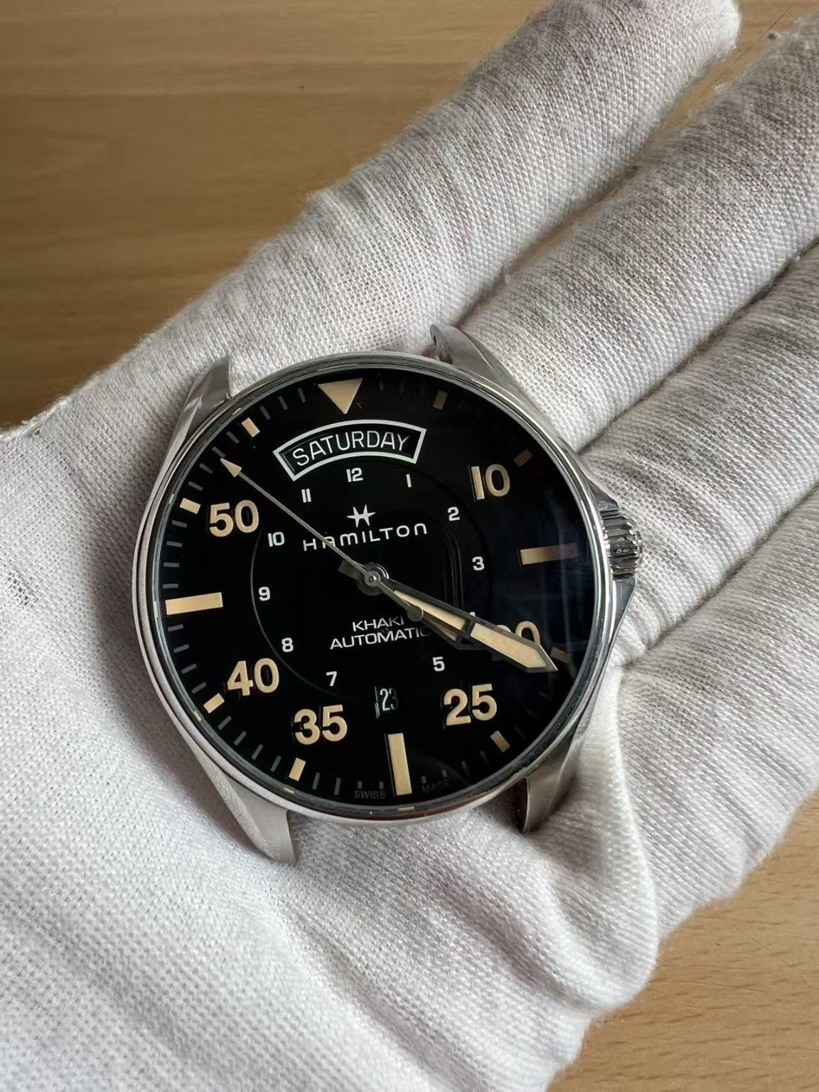 Hamilton Khaki Pilot Day Date Automatic Watch 25 Jewels 42MM H646450 445-2000