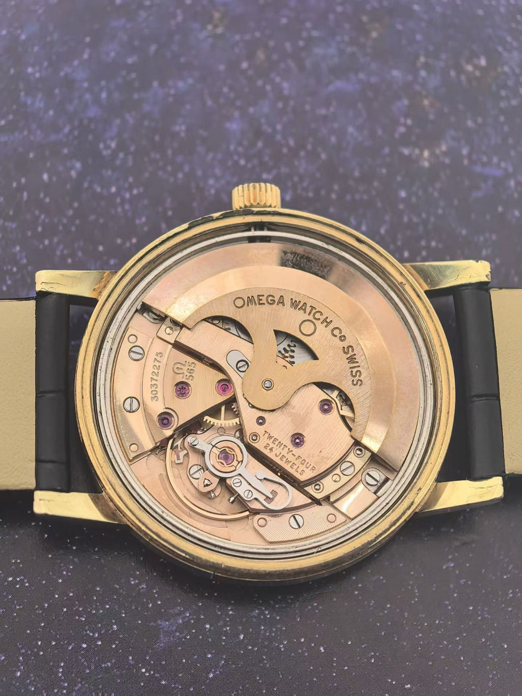 Omega Geneve Automatic Watch Cal. 565 Date Gold Plated 34.5mm Gold Dial Vintage Swiss 584-4000