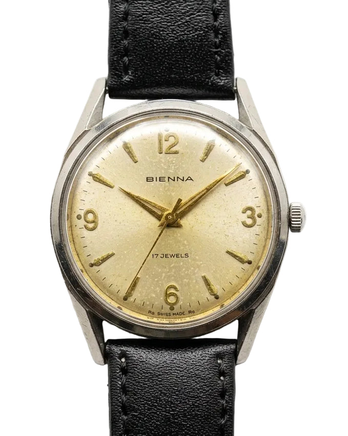 Swiss Bienna Manual Wind Vintage Men's Watch Cal. 6300 17 Jewels 34.4mm 1950s 597-0190