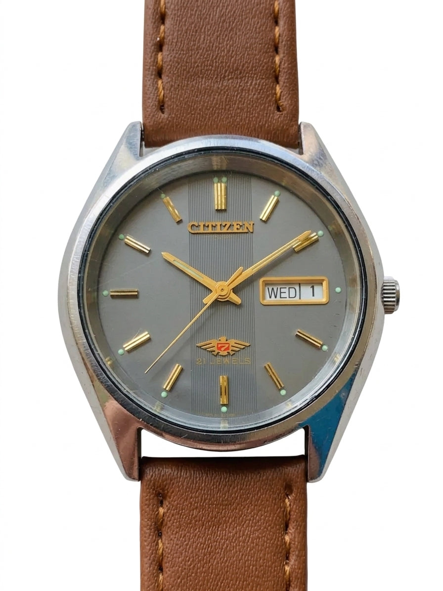 Citizen Automatic Vintage Watch 8200 Day Date 21 Jewels 36.5mm Hidden Crown 628-0148