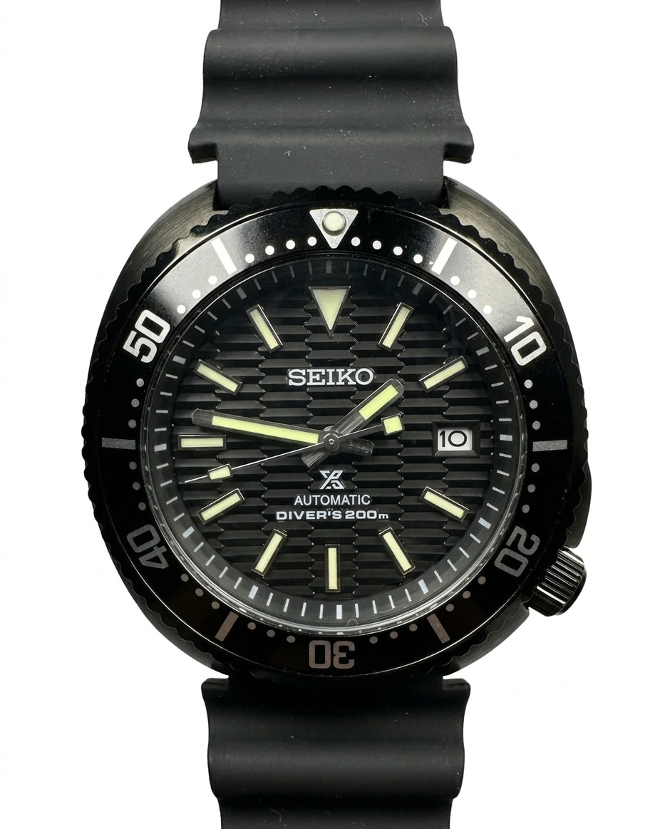 Custom Modified Seiko Diver Automatic Watch 43mm Original NH35 Movement Sapphire Crystal Black 357-0680