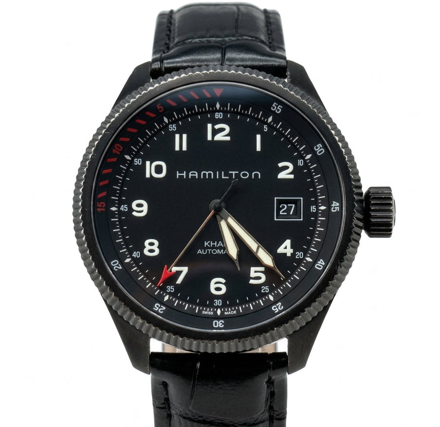 Hamilton Swiss Khaki Aviation Automatic Men's Watch H766950 Black Dial 42mm Date Pilot 451-1500