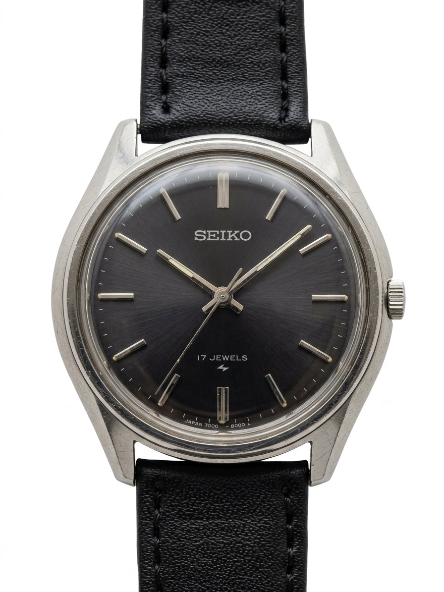 Seiko Vintage Manual Wind Watch 37mm 17 Jewels 1970s Deep Blue Dial 637-0200