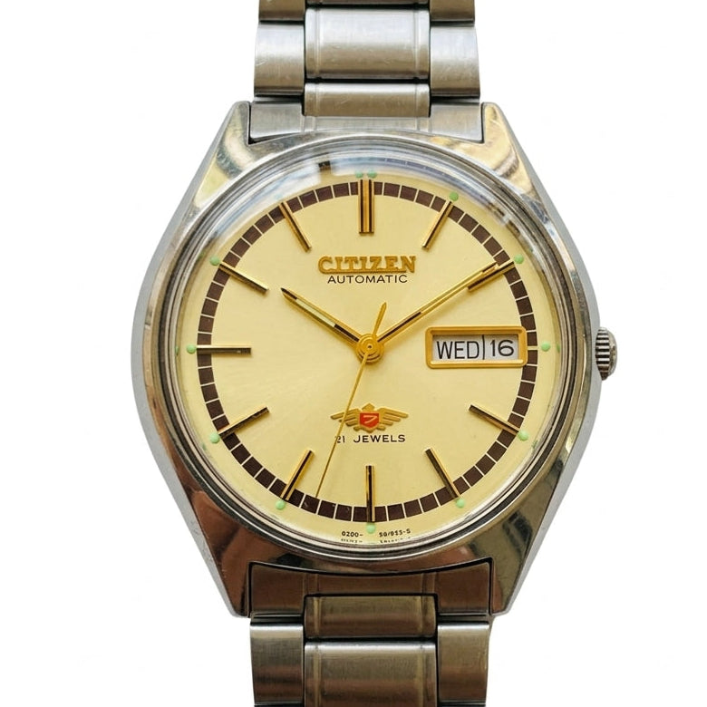 Citizen Automatic Vintage Watch 8200 Day Date 21 Jewels 36mm 1980s 642-0200