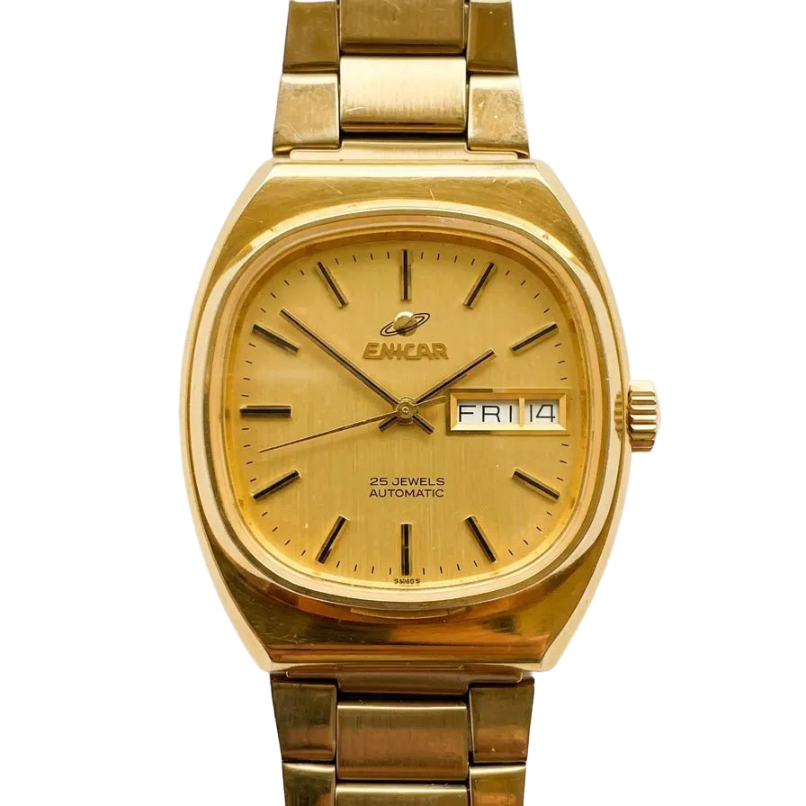 Swiss Enicar AR2168 Automatic Vintage Watch Day Date 25 Jewels 34.5mm 629-0460