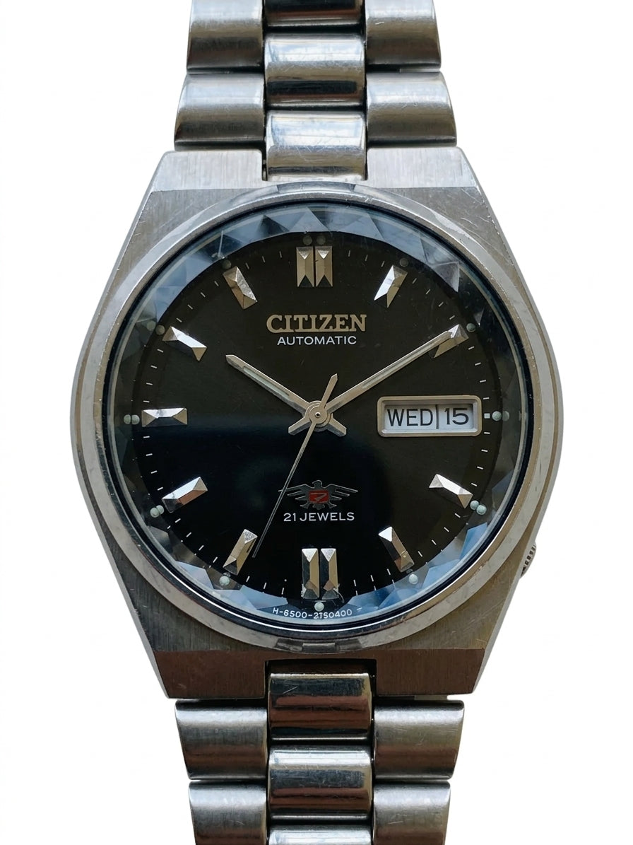 Citizen Automatic Vintage Men's Watch Cal. 8200 Day Date 21 Jewels 36.5mm Exhibition Case Back 540-0258
