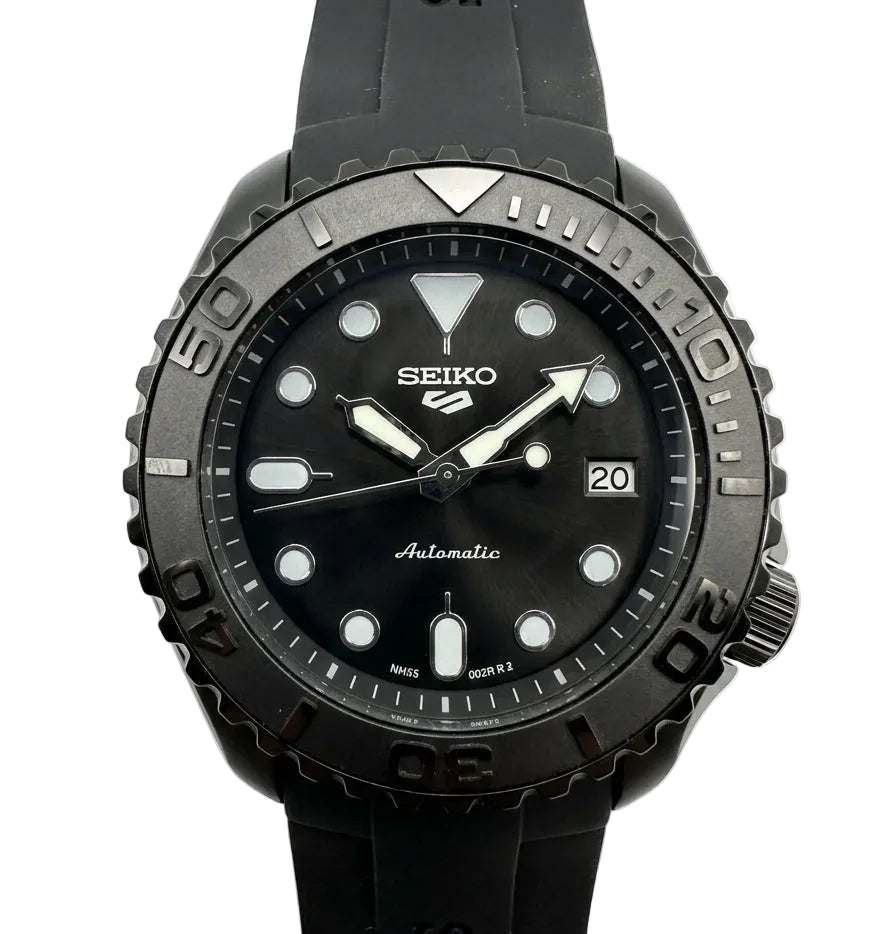 Custom Modified Seiko Black Diver Automatic Watch 42mm NH35 316L Stainless Steel Screw-Down Crown 358-0630