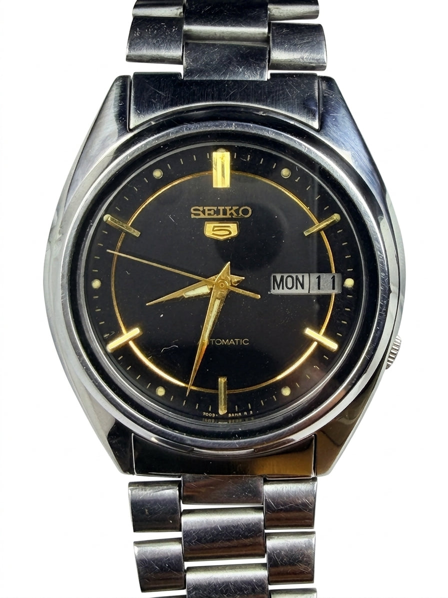 Vintage Seiko 5 Automatic Watch 7009 Day Date 37.3mm 369-0218