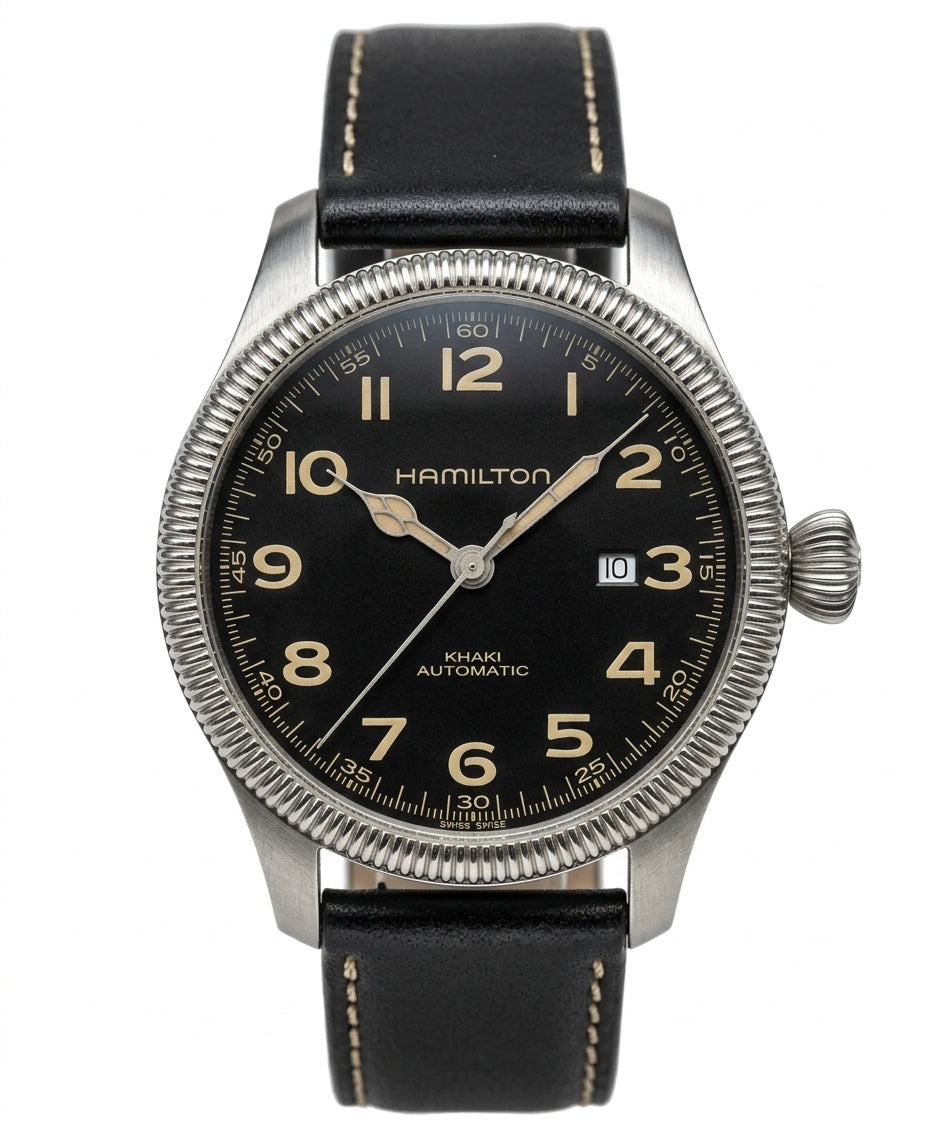 Swiss Men's Hamilton Khaki Automatic Watch Cal. 2824 Date 45mm Black Dial 439-2000