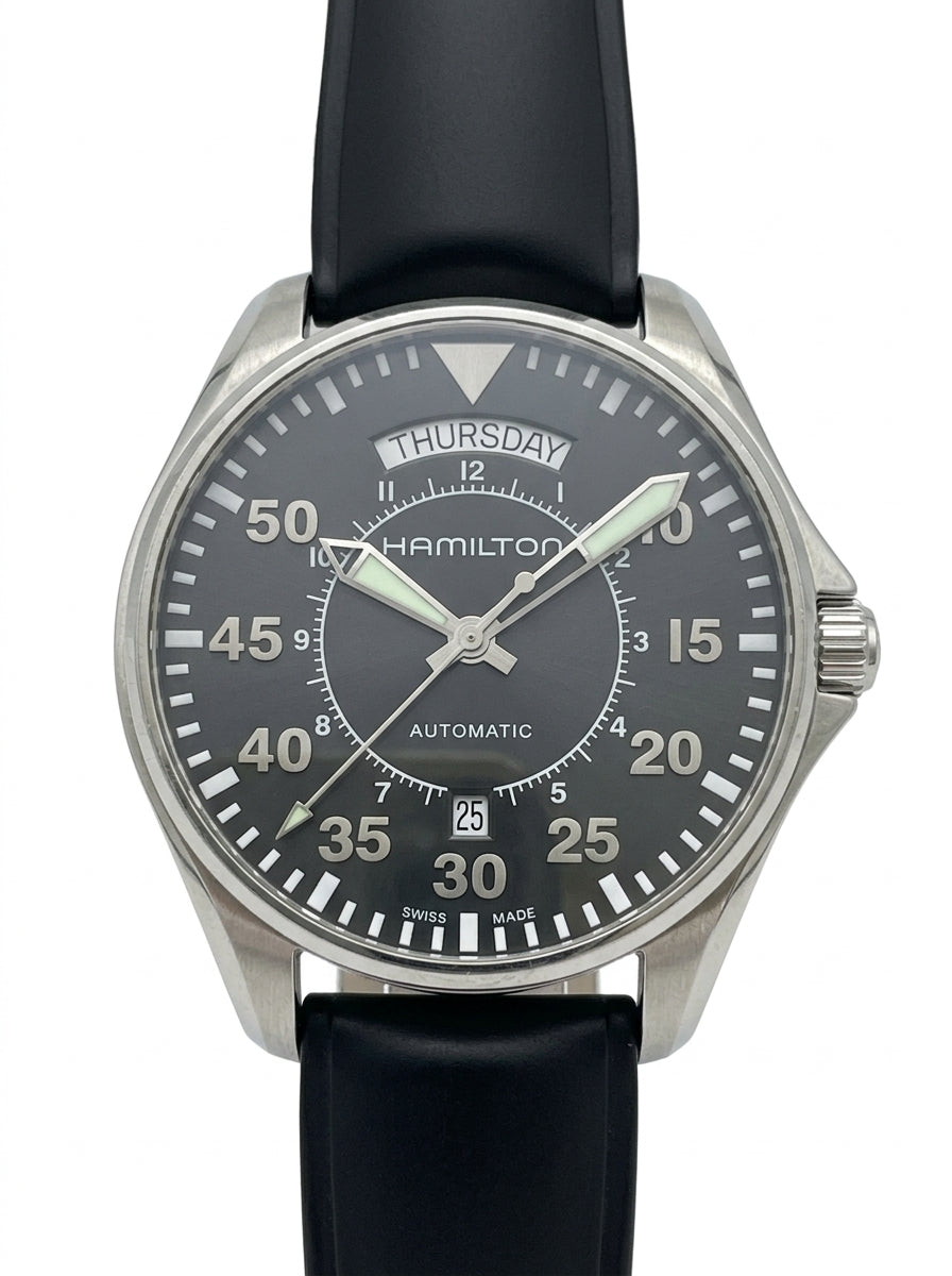Swiss Hamilton Khaki Aviation Pilot Day Date Interstellar Watch 42MM H-40 80 Hour 609-2100 Full Set