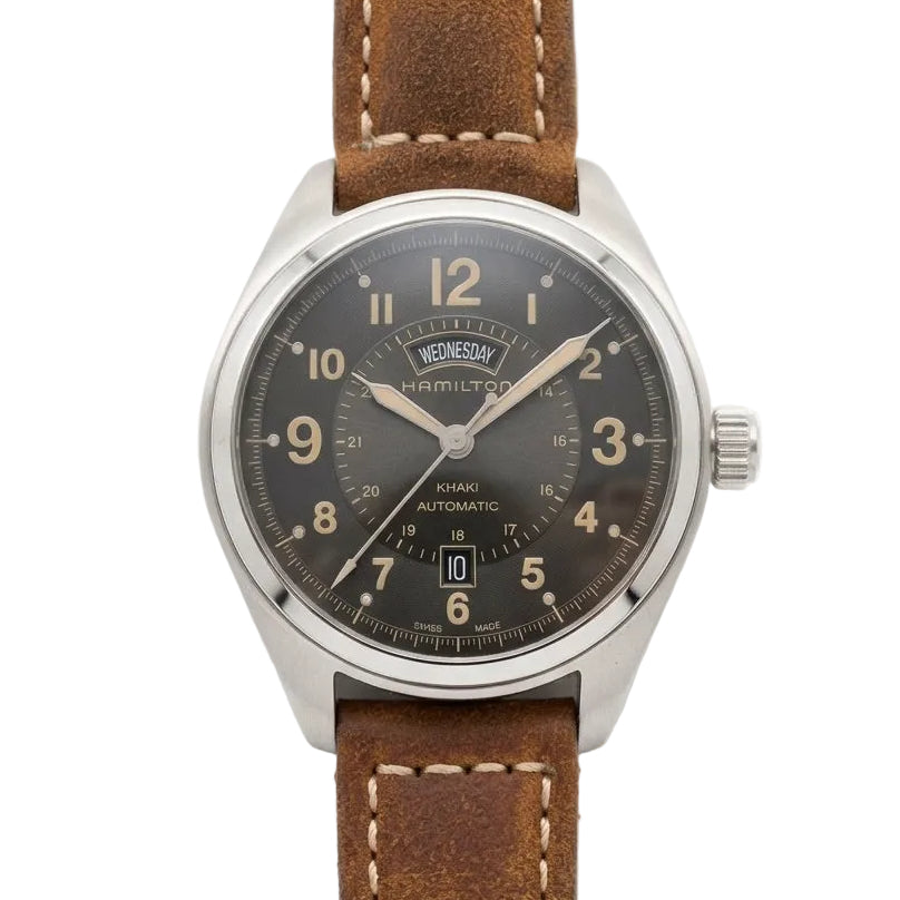 Swiss Hamilton Khaki Automatic Men's Watch H70505833 Day Date 42mm Near Mint Condition 539-1550