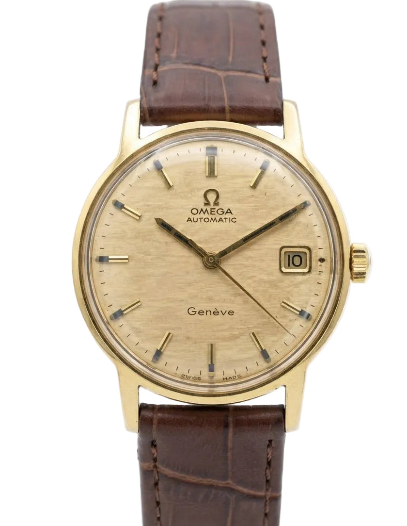 Swiss Vintage Omega Genève Automatic Men's Watch Cal. 565 Date 24 Jewels Gold Filled Case 34.8mm 615-3900