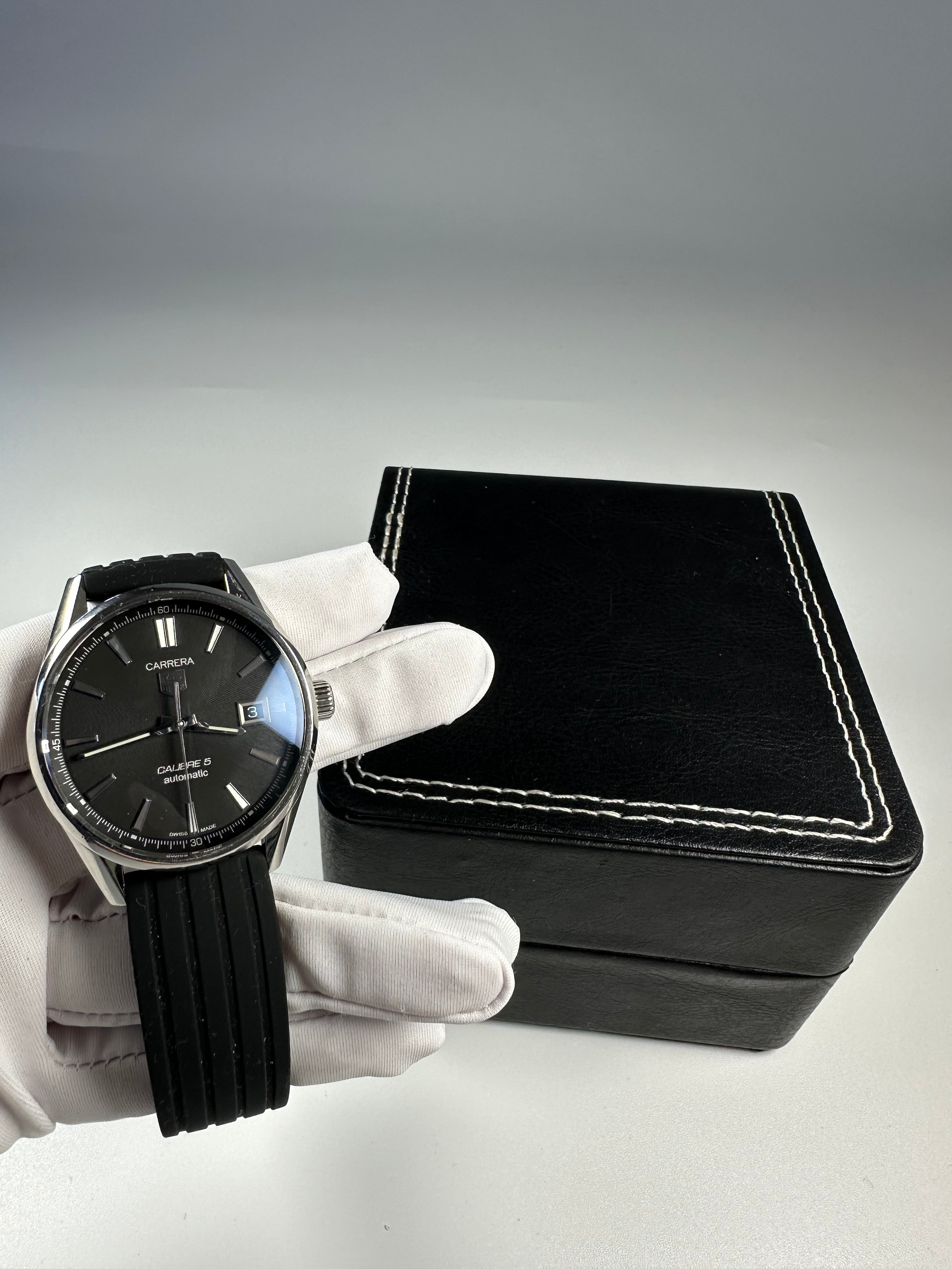 Swiss TAG Heuer Carrera WAR211A Automatic Watch Calibre 5 Date 25 Jewels Rubber Strap 39mm 648-2500