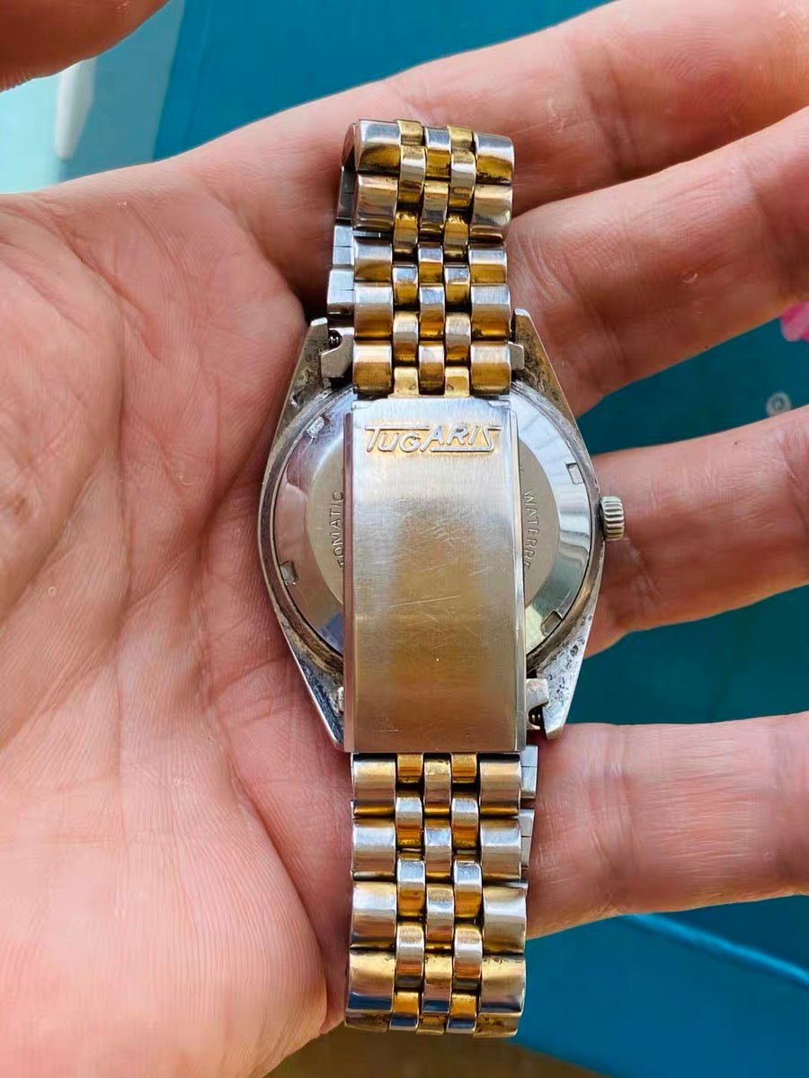 Swiss Vintage Tugaris Automatic Men's Watch ETA 2789 Day Date 25 Jewels 36mm 1970s 576-0268