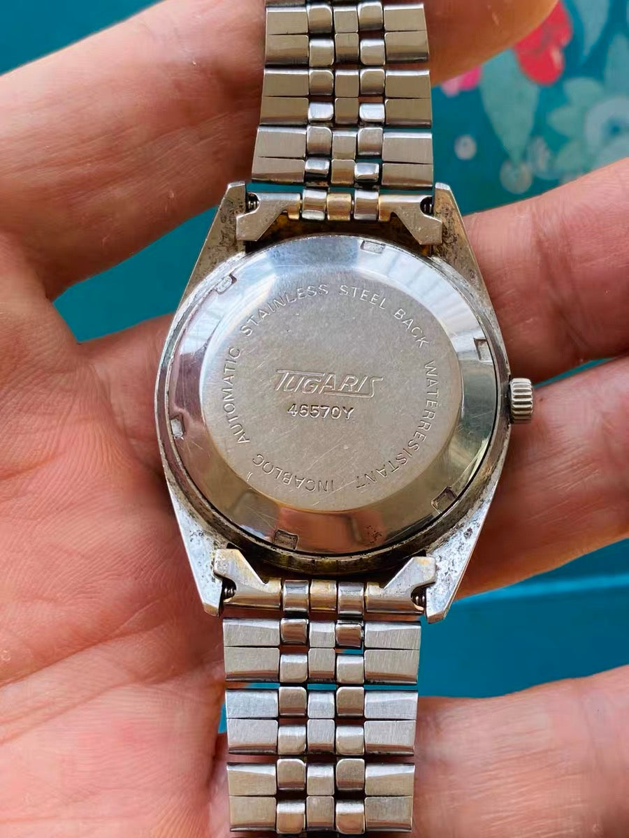 Swiss Vintage Tugaris Automatic Men's Watch ETA 2789 Day Date 25 Jewels 36mm 1970s 576-0268