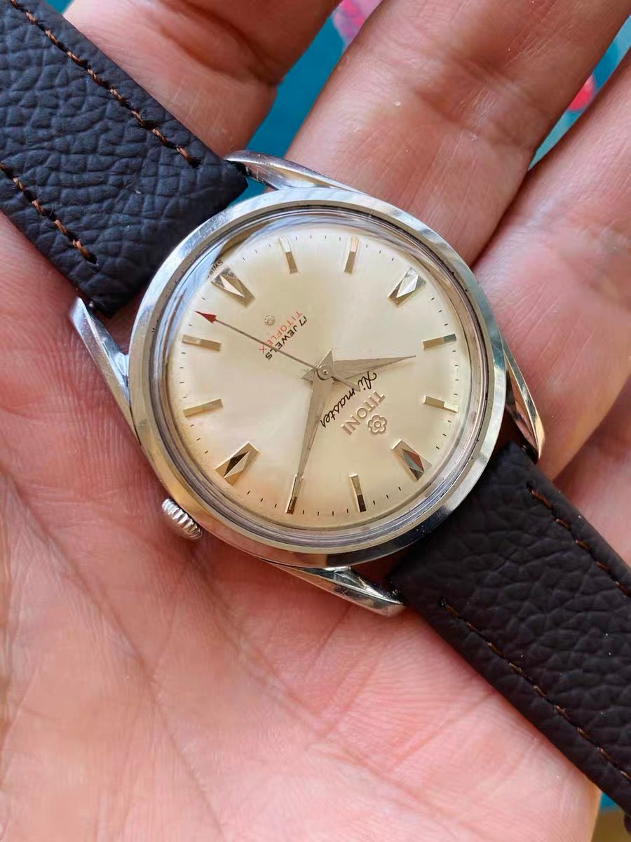 Swiss Titoni Titoflex Manual Wind Vintage Men's Watch ETA 2391 17 Jewels 34.5mm 1960s 579-0230