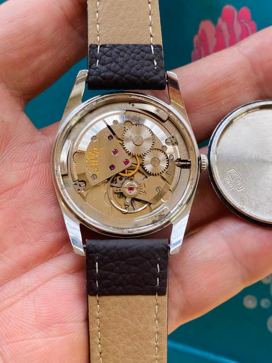 Swiss Titoni Titoflex Manual Wind Vintage Men's Watch ETA 2391 17 Jewels 34.5mm 1960s 579-0230