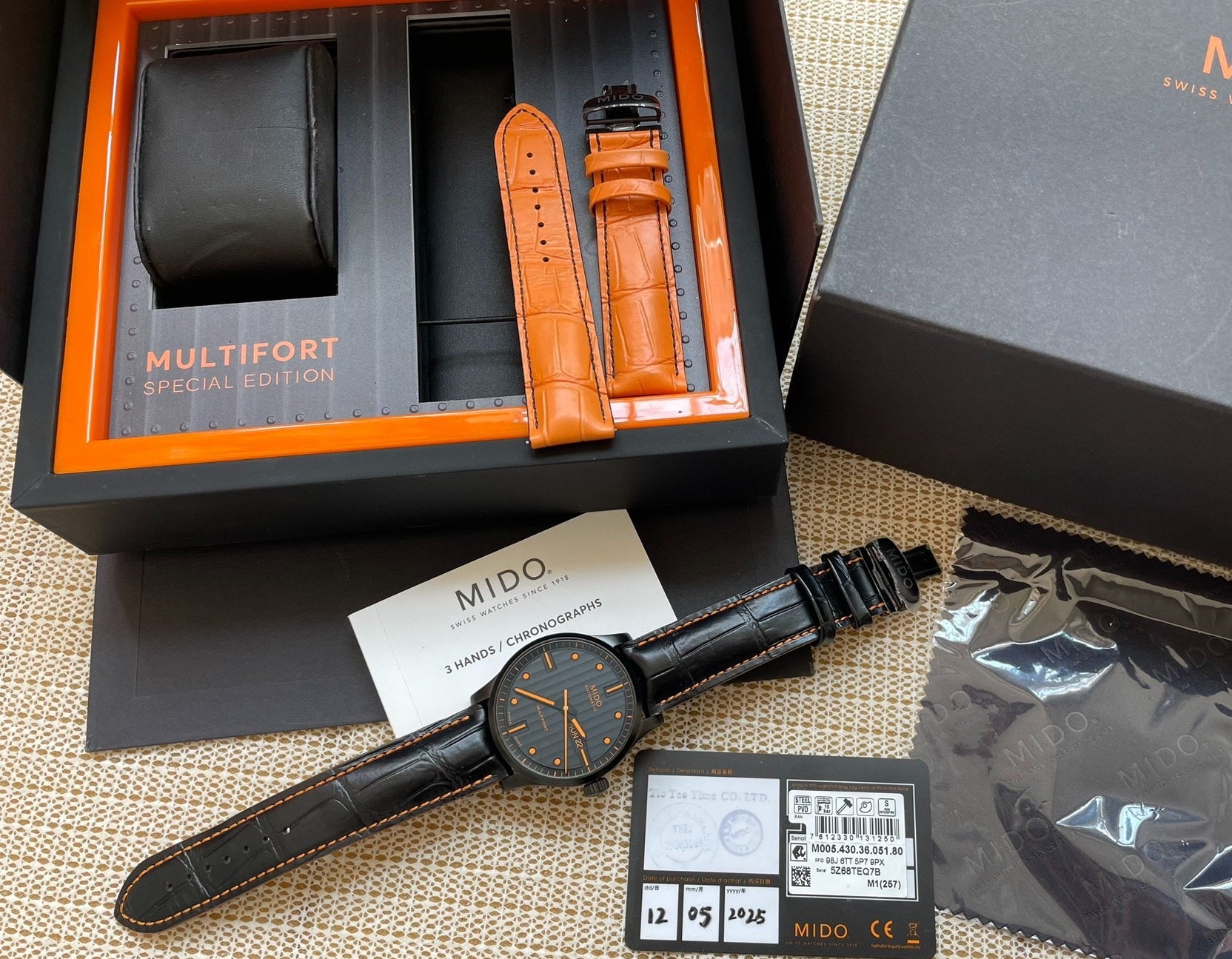 Swiss Men's Mido Multifort Automatic Watch Caliber 80 Day Date 42mm Full Set 2025 Near Mint 536-1620