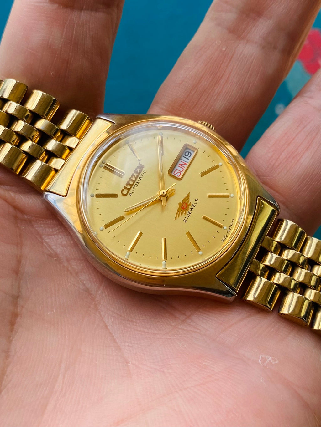 Vintage Citizen Automatic Men's Watch Cal. 8200 Day Date 21 Jewels 35.5mm 1980s 593-0140