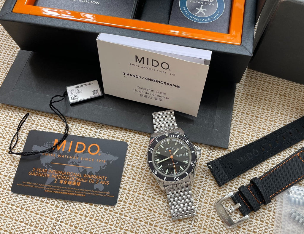 Swiss Men's Mido Ocean Star 75th Anniversary Automatic Watch Day Date 40.5mm Full Set Extra Links 2023 535-1650