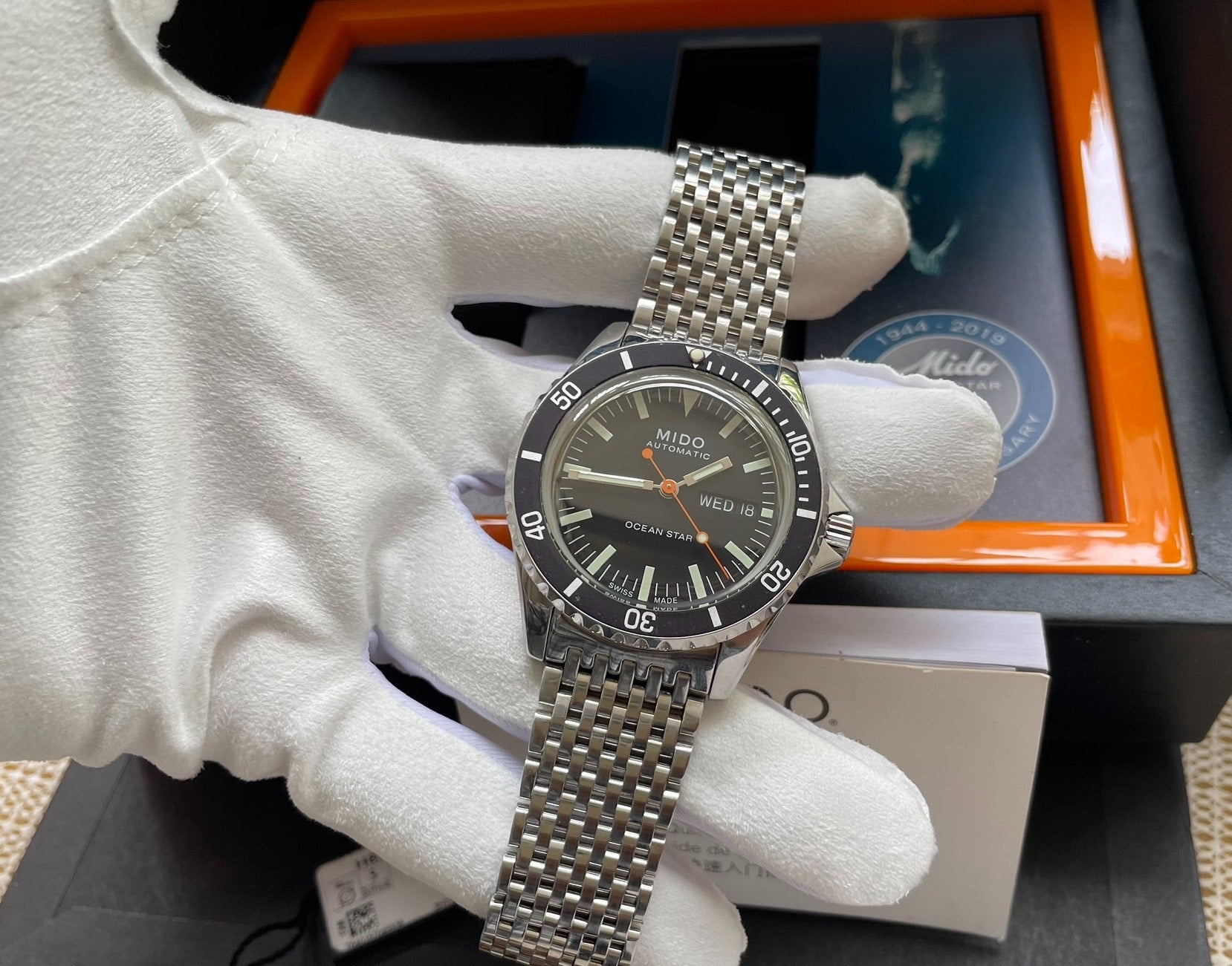 Swiss Men's Mido Ocean Star 75th Anniversary Automatic Watch Day Date 40.5mm Full Set Extra Links 2023 535-1650