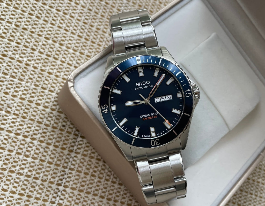 Swiss Mido Ocean Star Automatic Men's Watch Caliber 80 Day Date 42.5mm Stainless Steel 538-1500